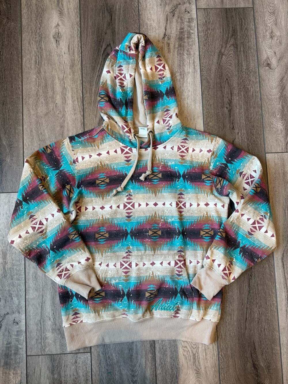 Ariat Lunas Printed Hoodie Size S Southwest Aztec Bleach Wash